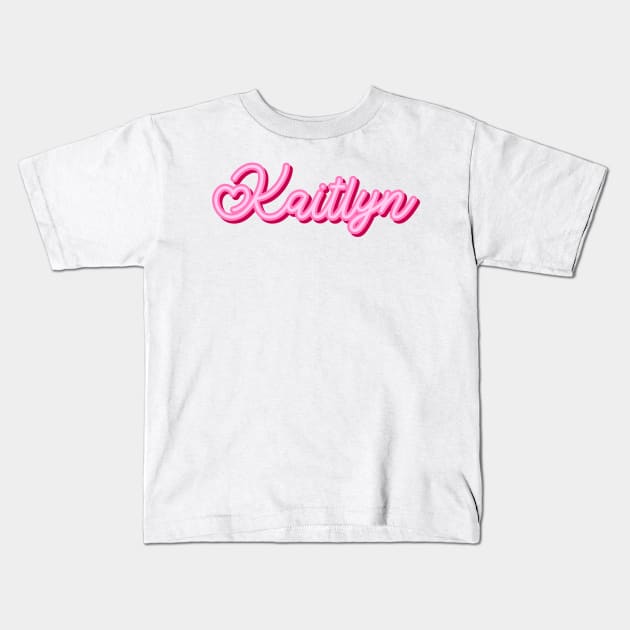 Kaitlyn name pink heart Kids T-Shirt by maoudraw